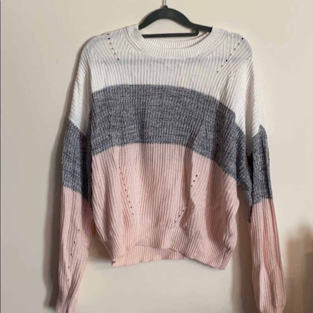 White, Grey, Pink sweater